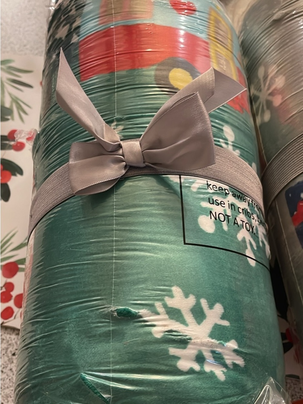 Pringle Green Snowflake Holiday Vintage Camper Throw with Multicolor Accents